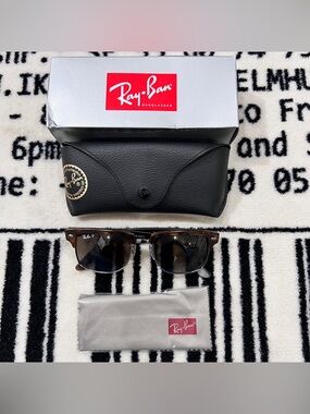 RayBan RB4190 Matte Havana Brown Polarized Propionate Square Clubmaster